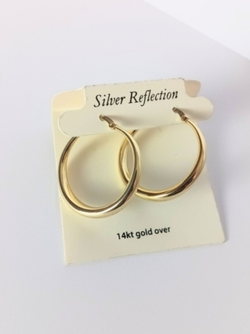 Silver Reflection 14kt Gold Plated Tubular Hoop Earrings NWT